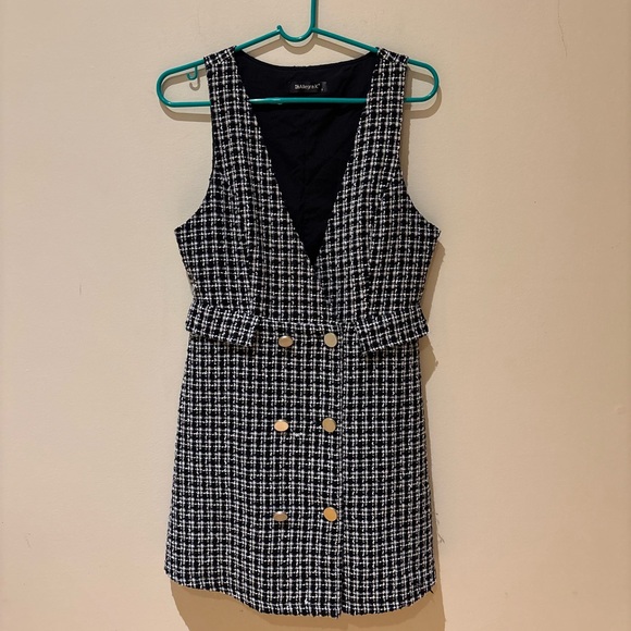 Allegra K Black and White Checkered Mini Dress - Picture 1 of 4